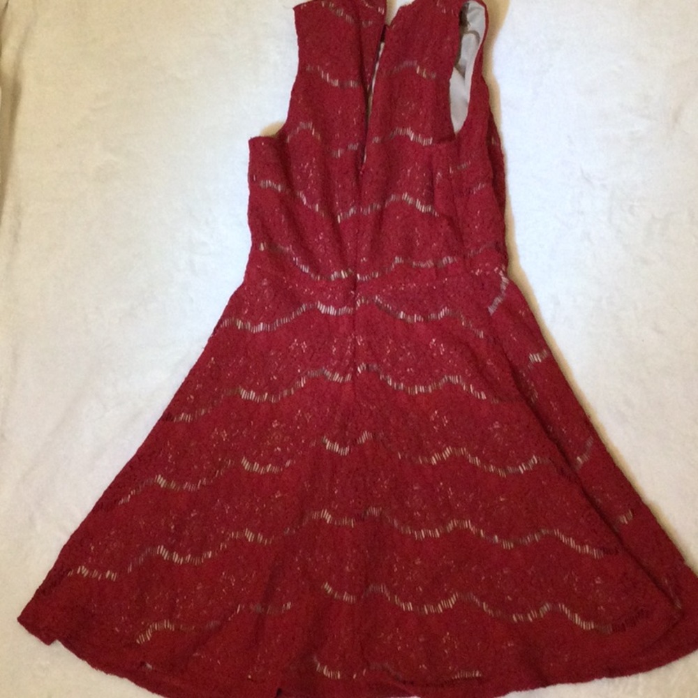 Love Fire Red Lace Sleeveless Midi Dress Perfect Valentine's Day Wonen's XS - Picture 2 of 12